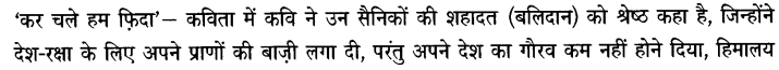 Chapter Wise Important Questions CBSE Class 10 Hindi B - कर चले हम फ़िदा 3a