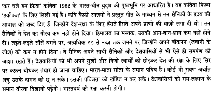 Chapter Wise Important Questions CBSE Class 10 Hindi B - कर चले हम फ़िदा 5a