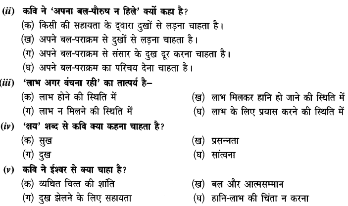 Chapter Wise Important Questions CBSE Class 10 Hindi B - आत्मत्राण 14a