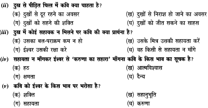 Chapter Wise Important Questions CBSE Class 10 Hindi B - आत्मत्राण 19a