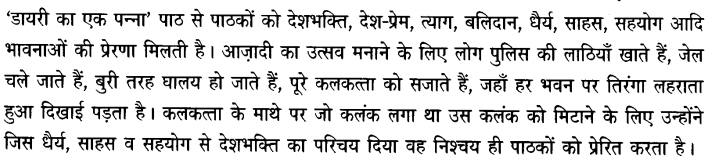 Chapter Wise Important Questions CBSE Class 10 Hindi B - डायरी का एक पन्ना 8a