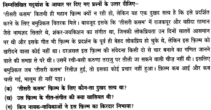 Chapter Wise Important Questions CBSE Class 10 Hindi B - तीसरी कसम के शिल्पकार शैलेंद्र 10