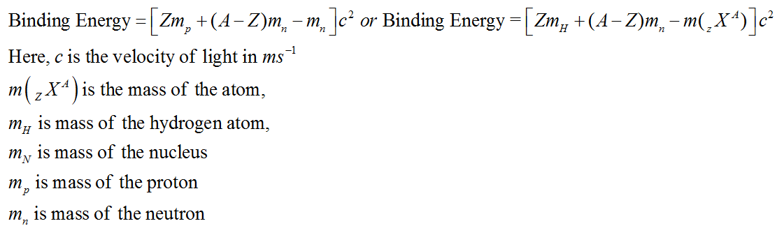 Formulas for Binding Energy